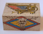 Piasa Bird OOAK Woodburned Box