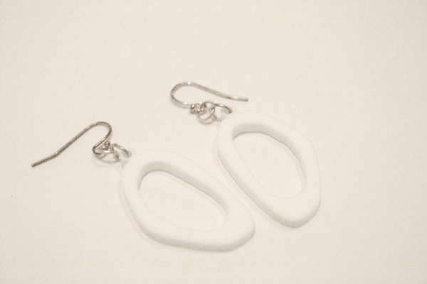 White Oval Earrings