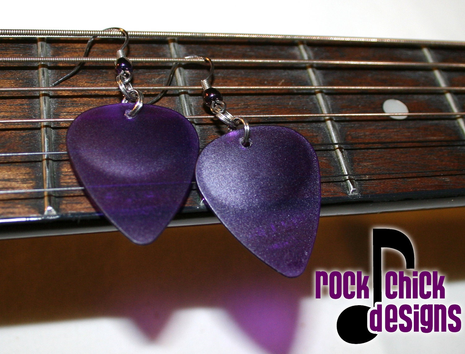 SALE -- Purple Guitar Pick Earrings -- SALE