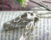 Pretty retro silver 3d dinosaur tyrannosaur skull necklace pendant jewelry vintage style