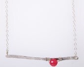 Barred With Pink Jade Sterling Silver Necklace, Gift Under 50, Fashion, Valetine's Day Gift