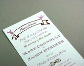 Bird and Banner Vintage Inspired Wedding Invitation, Long Format