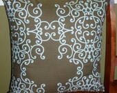 Decorative Throw Pillow Cover - One 20 Inch Espresso and Blue