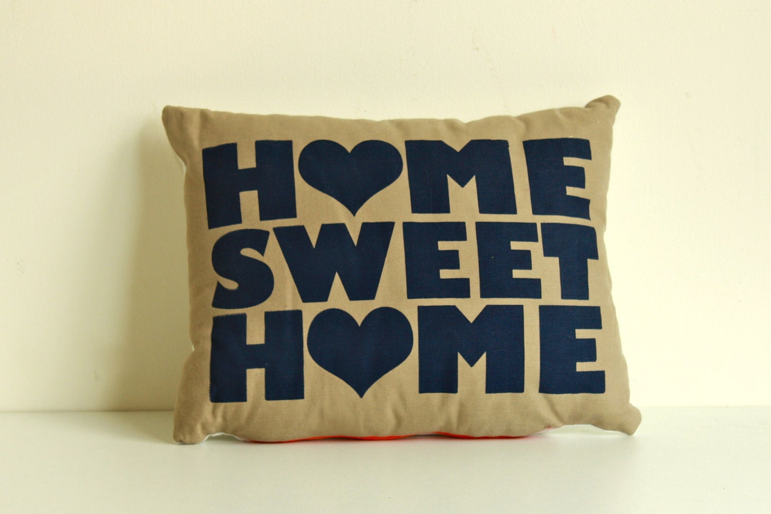 Home Sweet Home - organic and recycled fabric screenprinted pillow