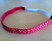 Red/Silver Sparkle Polka Dot Satin Headband (5/8" wide)