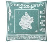 Aqua Brooklyn Throw Pillow