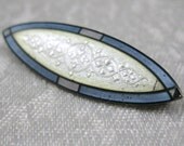Very Old Sterling Art Deco Guioche Enamel Pin C-clasp