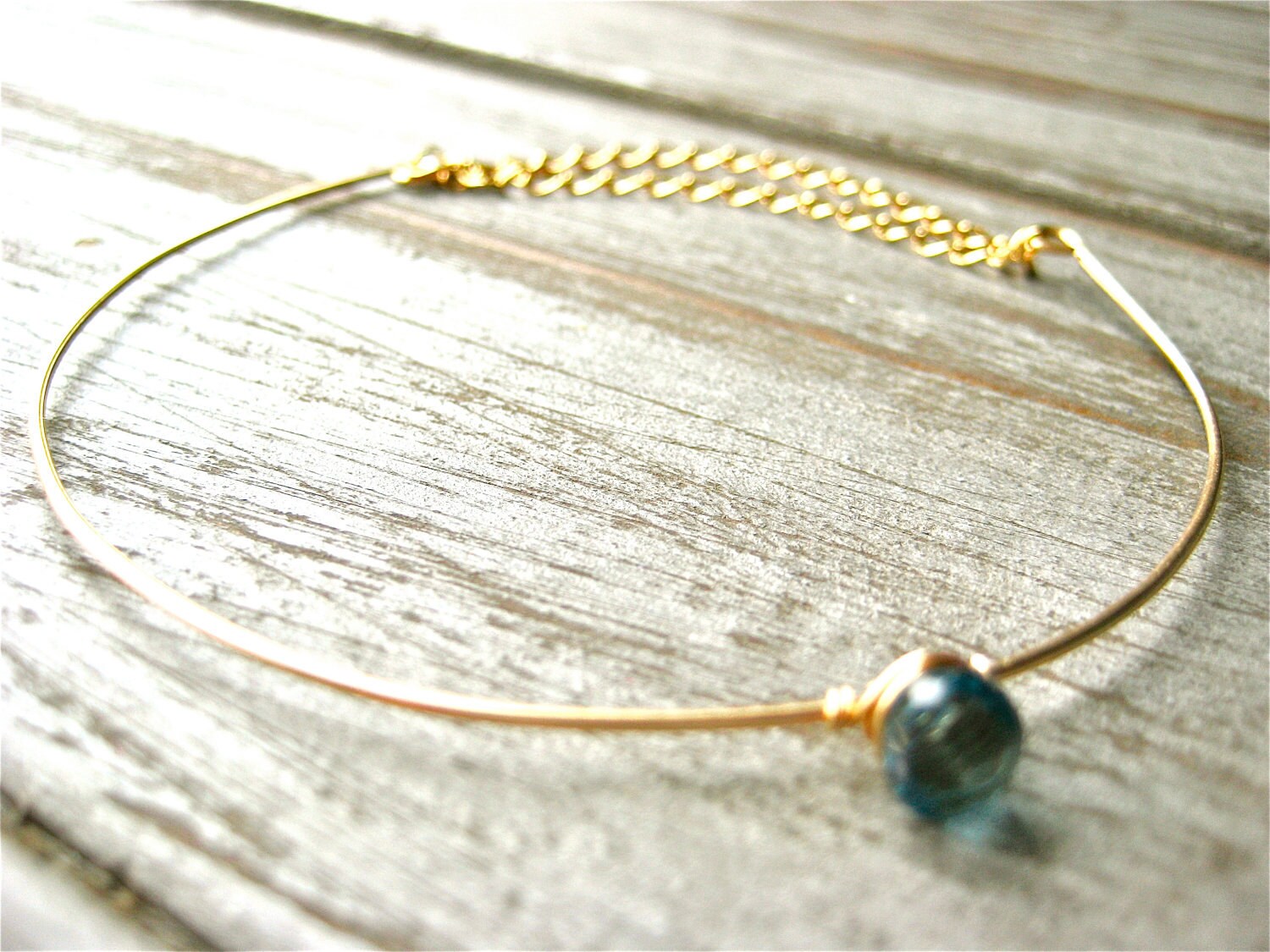 Electronic Renassiance 14kt Gold Filled Bangle with London Blue Topaz Gemstone