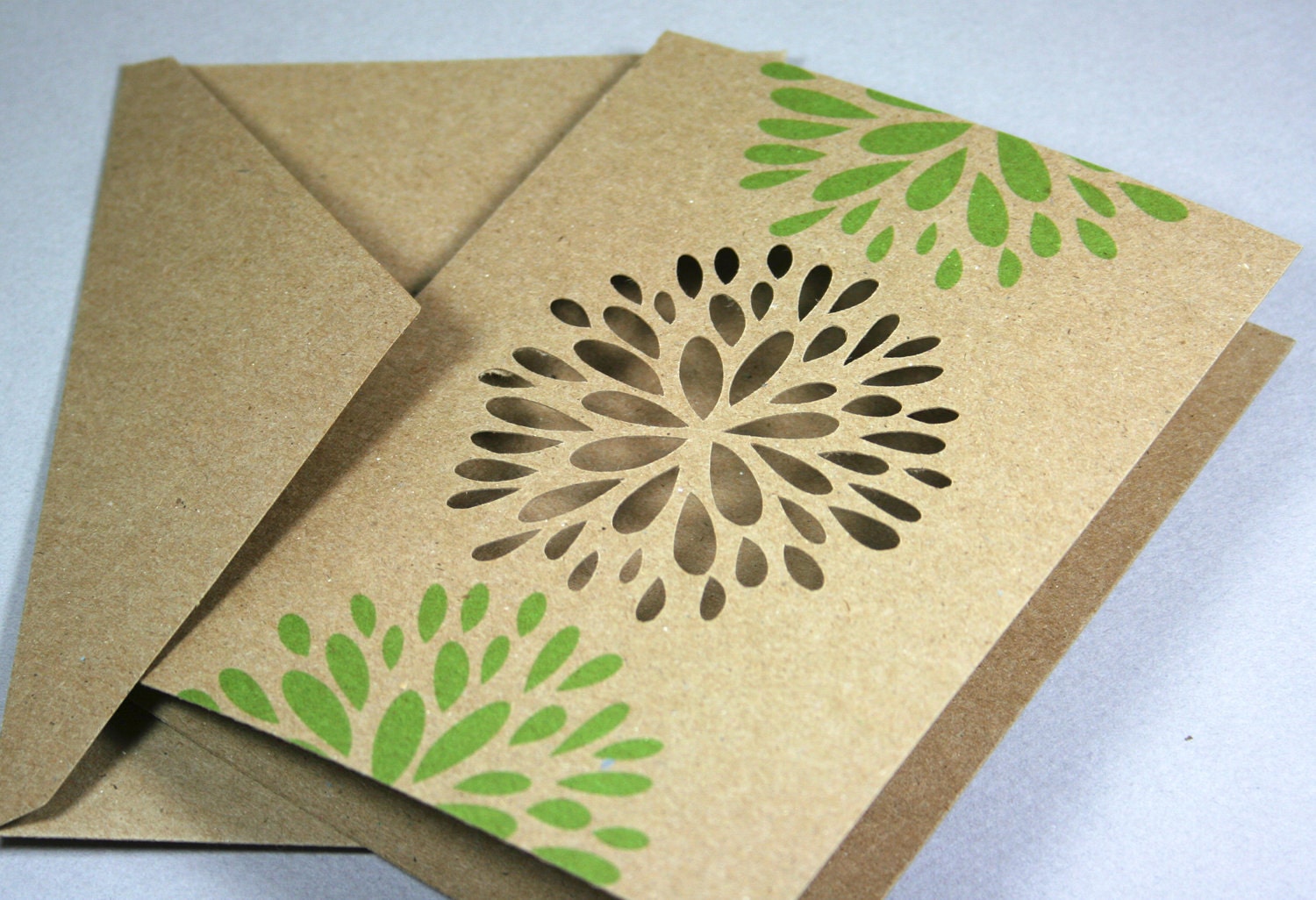 Recycled Die Cut Cards, Floral Blossom, Kraft Paper