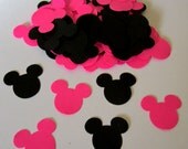 75 Mickey Ears Black Hot Pink Mix Paper Piecing Embellishment Scrapbooking Confetti Cutouts