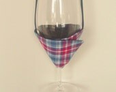 Wine Glass Holder - Red & Blue Plaid