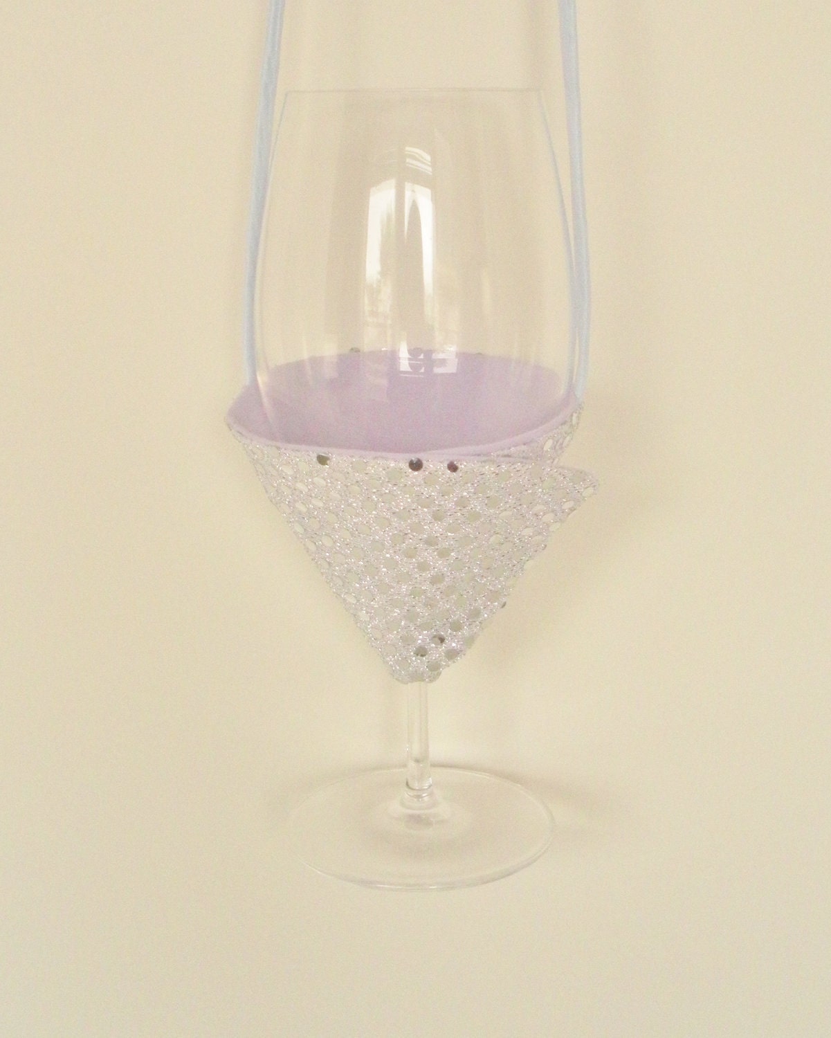 Wine Glass Holder - Silver Sequin