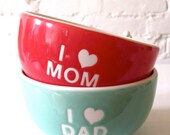 I Love Dad Angel Turquoise Green Bowl