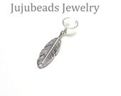 Single Silver Feather Ear Cuff Earring