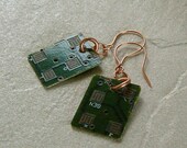 Earrings Recycled Circuit Board and Copper Geekery
