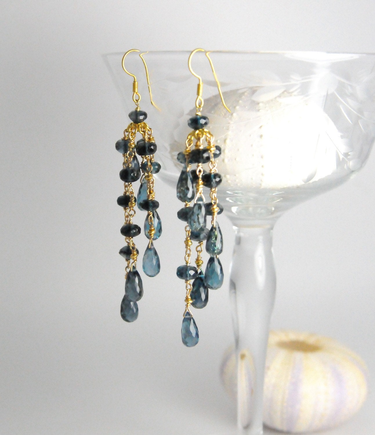 London Blue Topaz Earrings:) Bridal Earrings, London Blue Topaz Jewelry