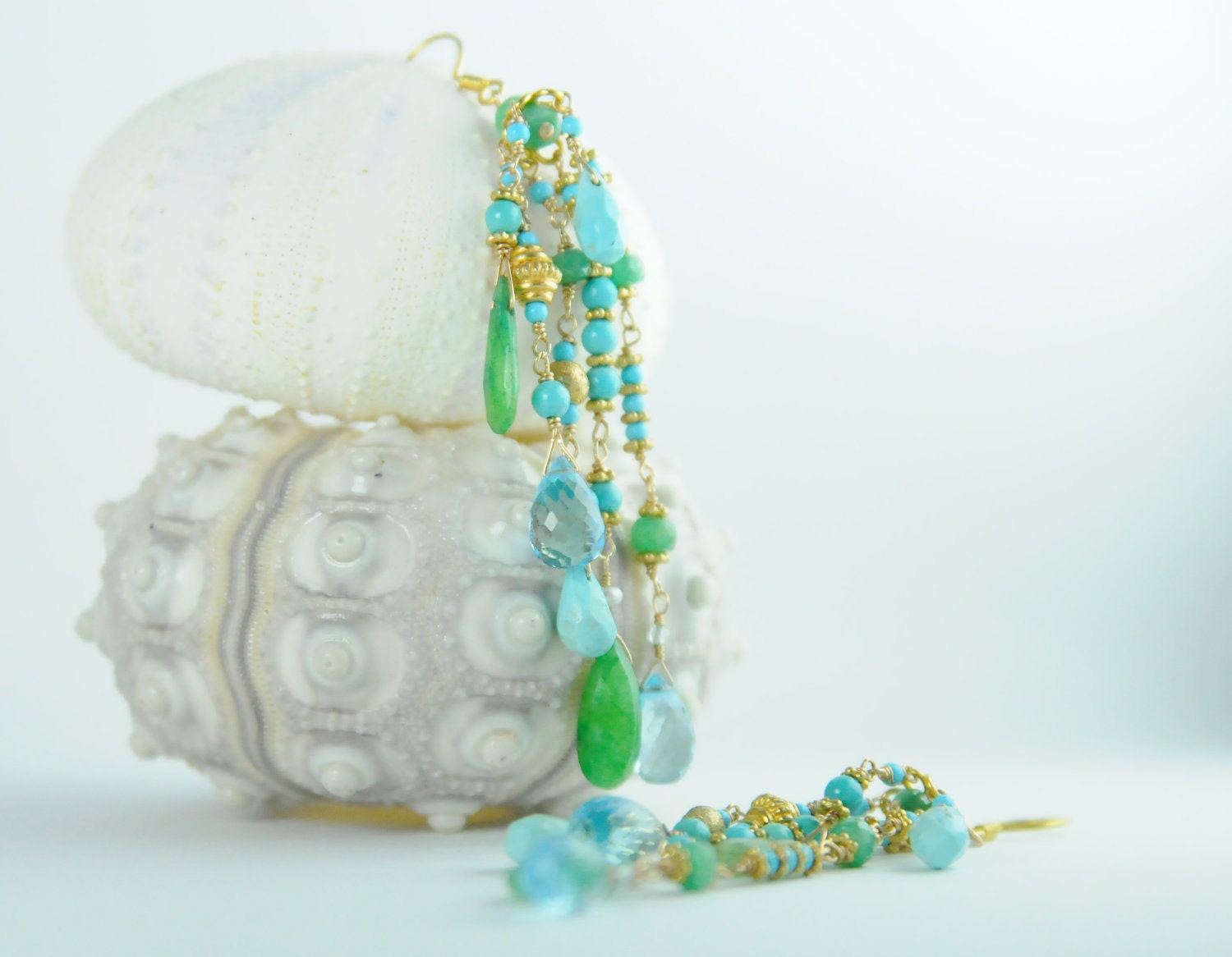 Emerald and Sleeping Beauty Statement Earrings:) Bridal Statement Earrings, Emerald Statement Earrings, Bridal Earrings Trends
