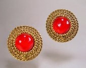 Vintage CHANEL Earrings Gripoix Poured Glass Clips Authentic Designer Jewelry
