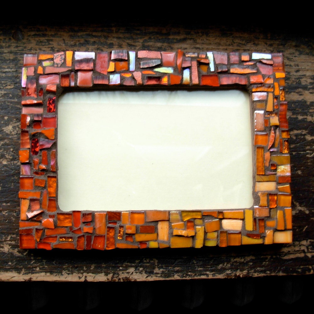 Tangerine Orange Gradation Mosaic Picture Frame