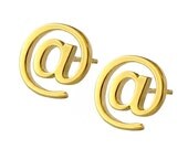 Email At Sign Post Earrings Gold studs 18k gold vermeil