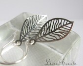 Disintegrate - silver veined leaf earrings