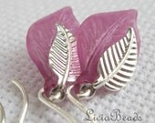 Winter Cranberry - purple and silver leaf earrings