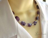Chunky Amethyst gemstone necklace with sterling silver beads