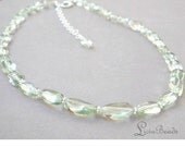 Chunky green amethyst and sterling silver necklace with extension chain