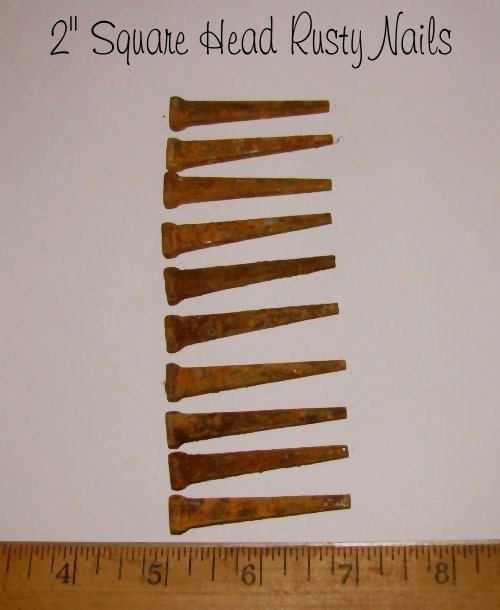 Primitive Square Head Rusty Nails 2 inch