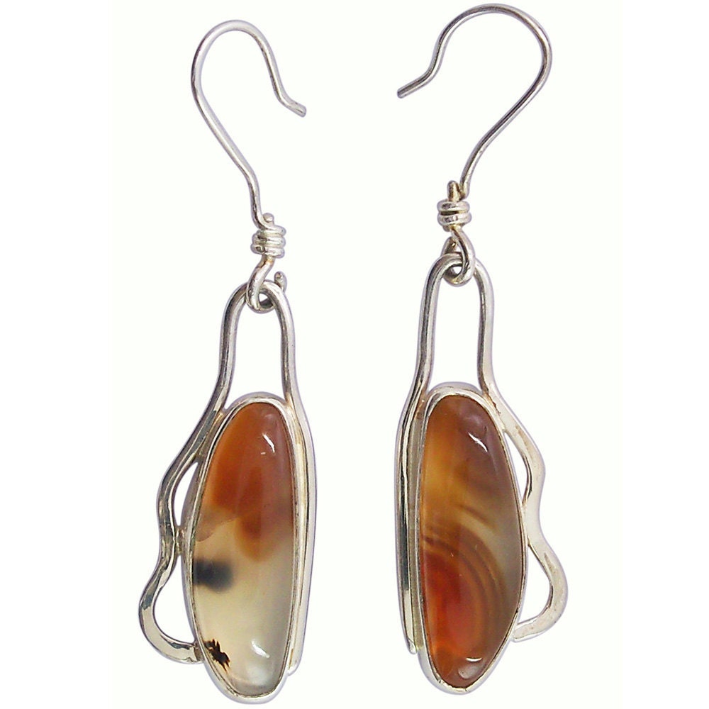 Montana Agate Earrings Set in Sterling Silver  emnte1675