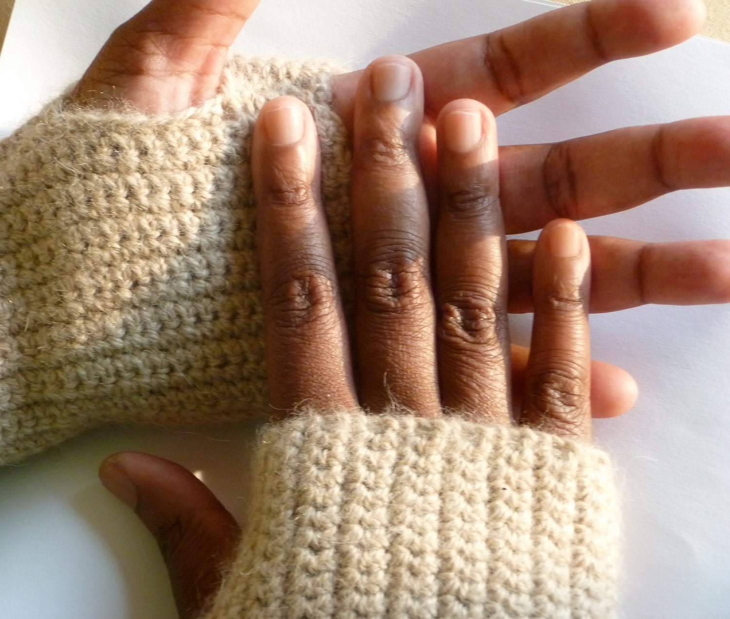 Fingerless Gloves 4 Pairs, Pure Alpaca, Crochet, 6 Natural Color Options, free Shipping to us, can, AUS, NZ