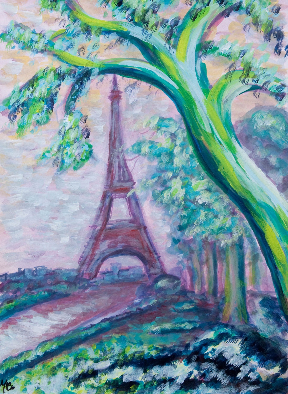 La Tour Eiffel - fine art print of original MylesKatherine painting - 16" x 24"