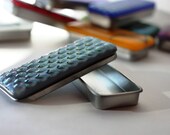 Fused Glass Slide Top Treasure Tin Gray Bubbles  - Large