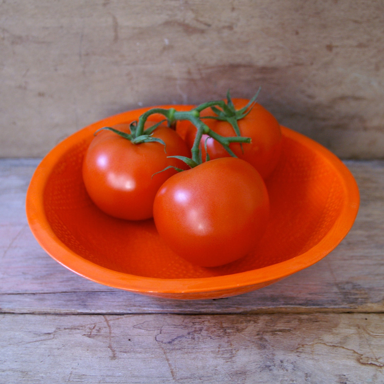 Orange Bolillo Bowl - large handmade bowl - Wobbly Plates Series