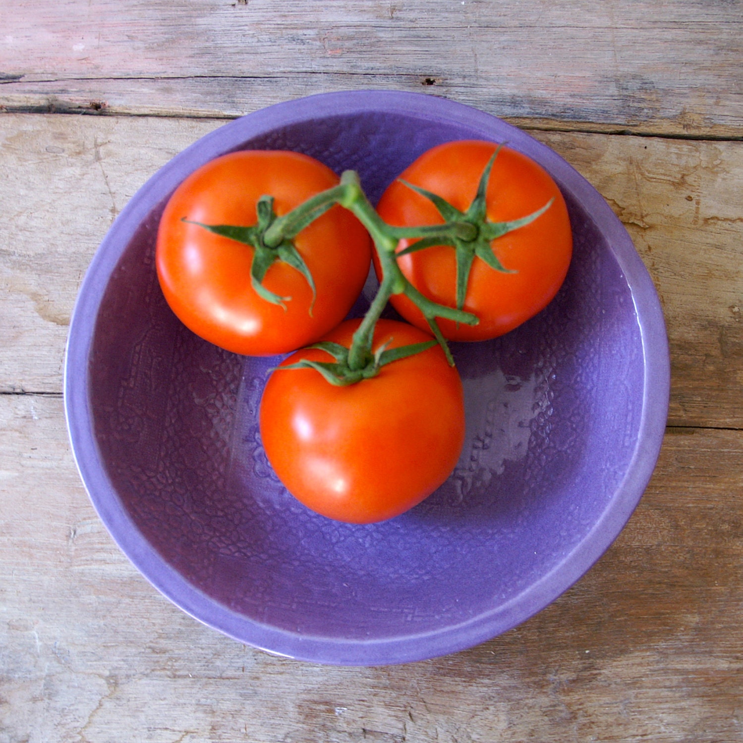 Lavender Bolillo Bowl - large handmade bowl - Wobbly Plates Series