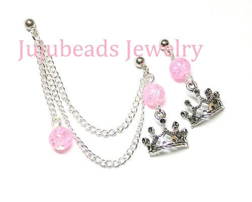 Pretty in Pink Crown Cartilage Lobe Piercing