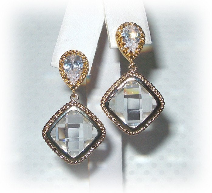 Crystal Clear Bezel Set Earrings