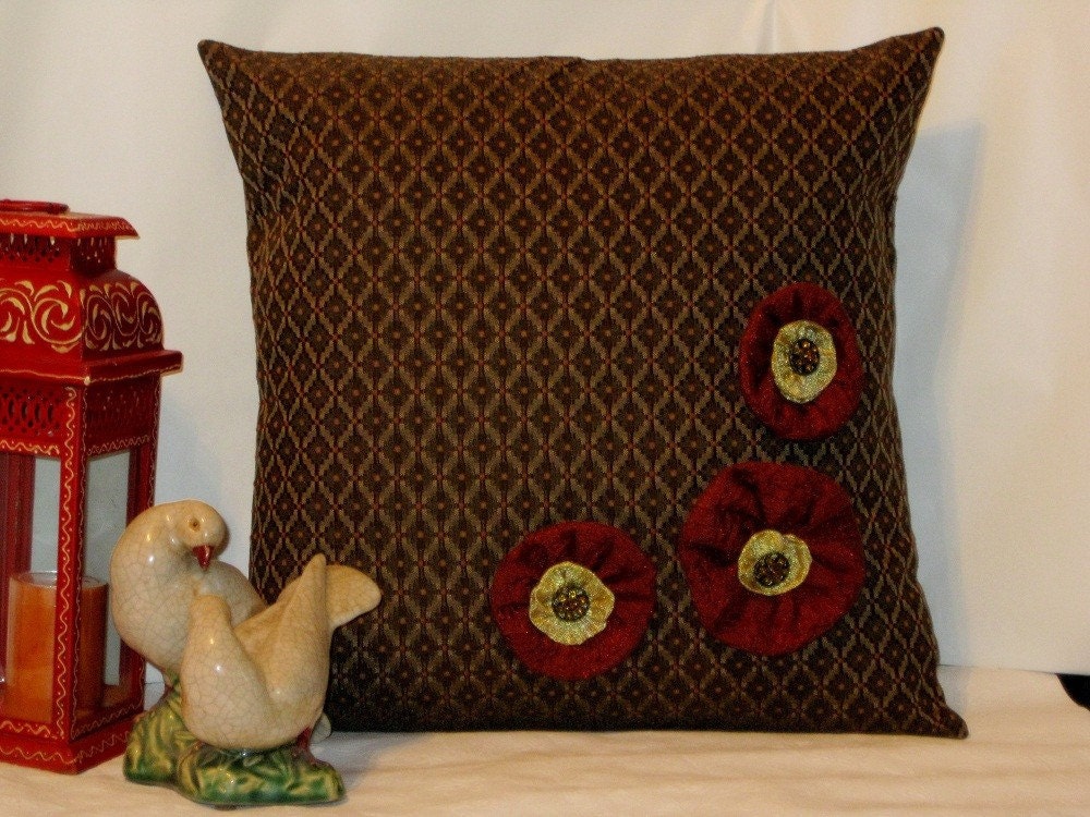 throw pillow cover, brown and cinnamon red