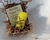 Fused Glass Slide Top Treasure Tin Yellow -  Small