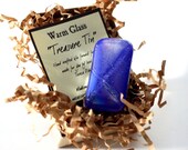 Fused Glass Slide Top Treasure Tin Cobalt Blue -  Small
