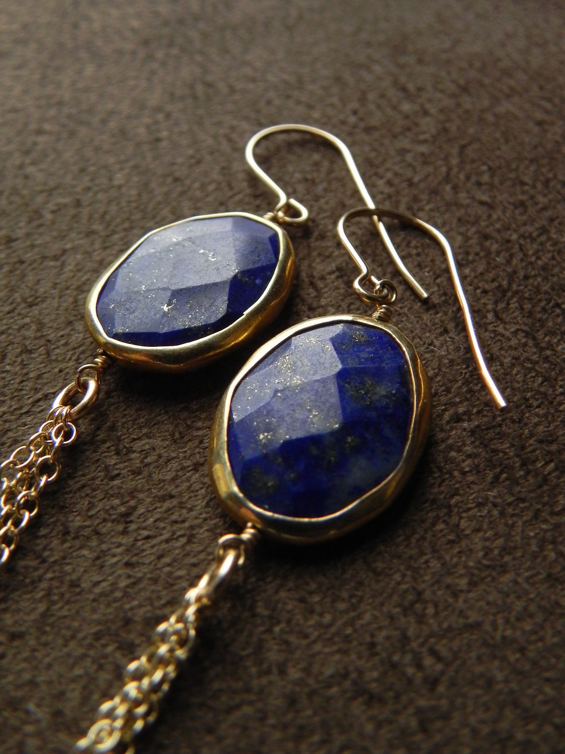 SALE  Lapis, Vermeil and Gold Filled Tassel Chain Earrings SALE