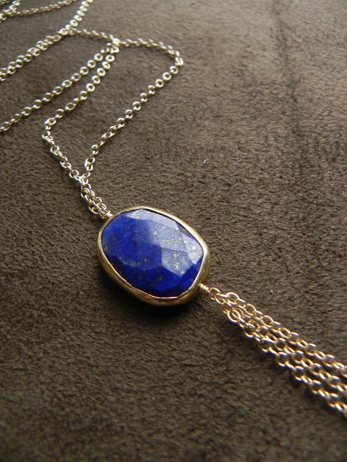 SALE  Lapis, Vermeil and Gold Filled Tassel Chain Long Necklace SALE