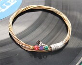 Recycled Acoustic Guitar String Bracelet bronze colored with colored ball ends attached Unisex EXTRA SMALL free shipping to US
