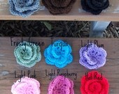 crochet flower clip for hat or headband