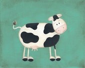 Cecilia Cow - PRINT - 8x10 - farm animals art for kids