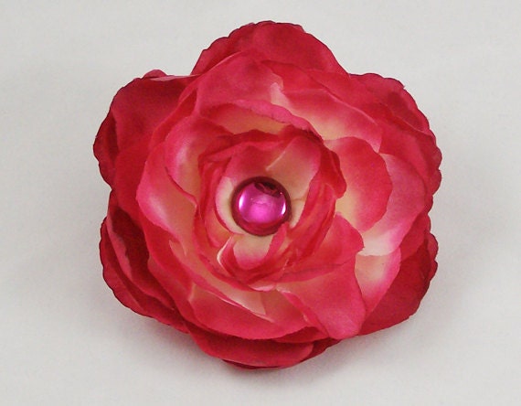 Dark Pink Silk Ranunculus Flower Clip & Pin