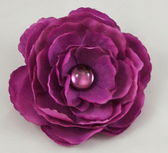 Red Violet Silk Ranunculus Flower Clip & Pin