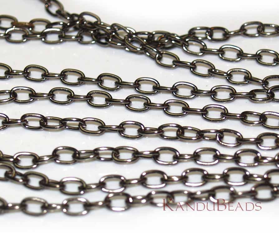 6 Feet GunMetal Gray Zinc Alloy cable Chain, BIG 4x6mm Steampunk enough for 3 generous necklaces