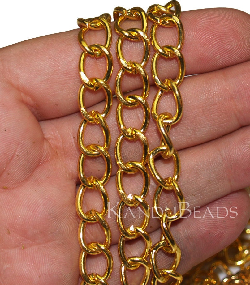 6 Feet Bright Gold  Zinc Alloy cable Chain, Purse Chain VERY BIG HEAVY 8x12mm Steampunk enough for 3 generous necklaces