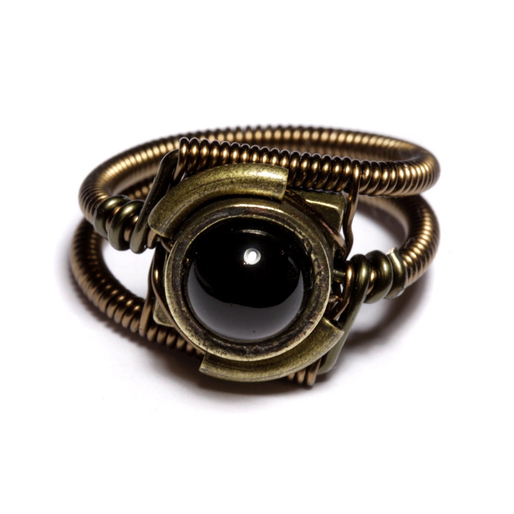 Steampunk Jewelry - Ring - Black Onyx